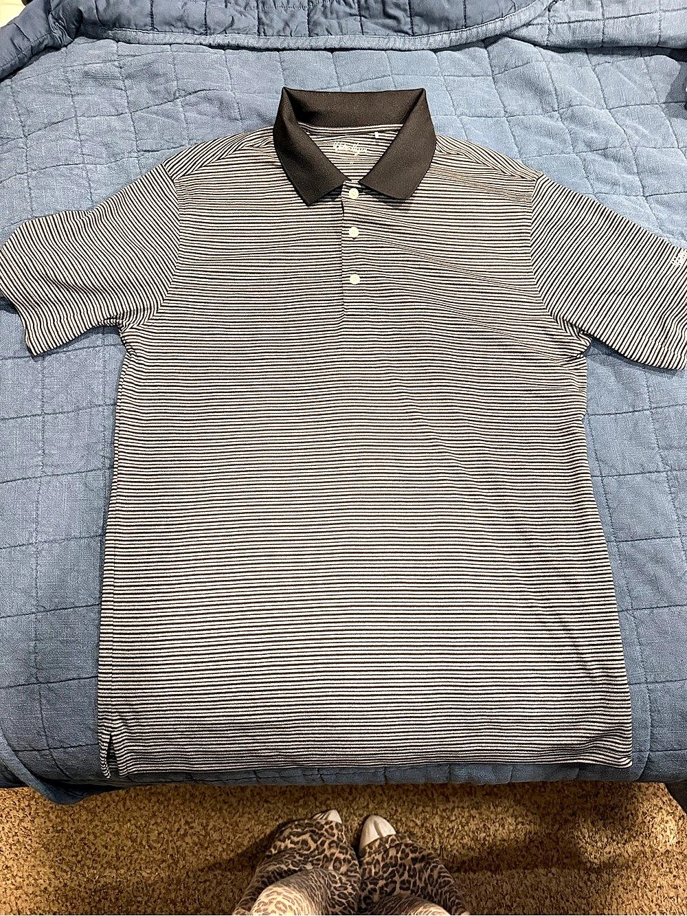 Walter Hagen Essentials Striped Golf Polo Men's Brown & Black Medium
